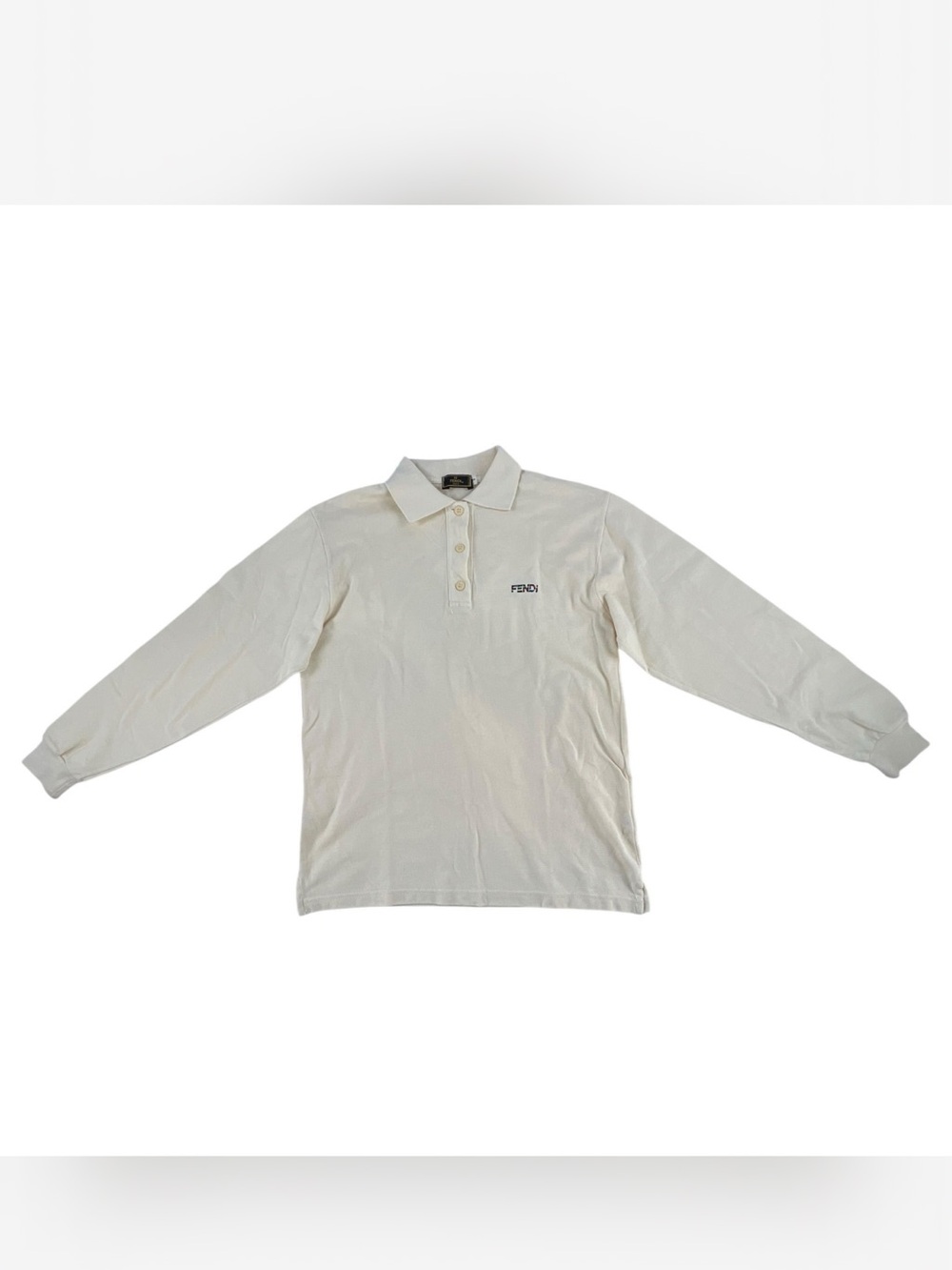 Fendi Unisex Long Sleeve Polo in Off-White